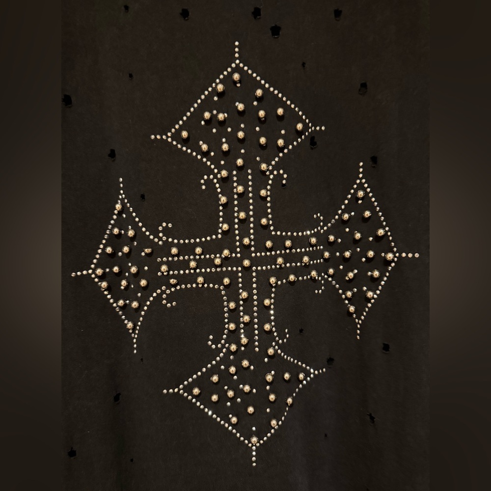 Black Studded Cross T-Shirt dress - Picture 6 of 7